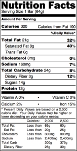 Cashew Vanilla Nutritional Fact Card.